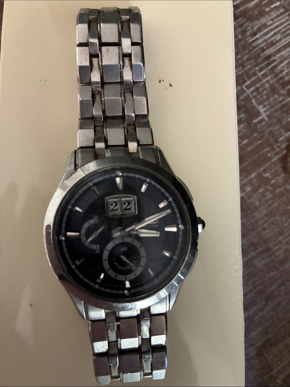Citizen Silver Stainless Steel Watch with Black Dial